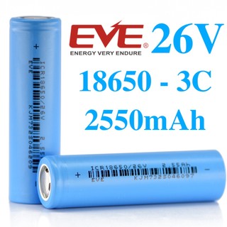  Pin sạc 18650 EVE 26V - 2550mAh Xả 3C-7,5A cell Li-ion lithium 