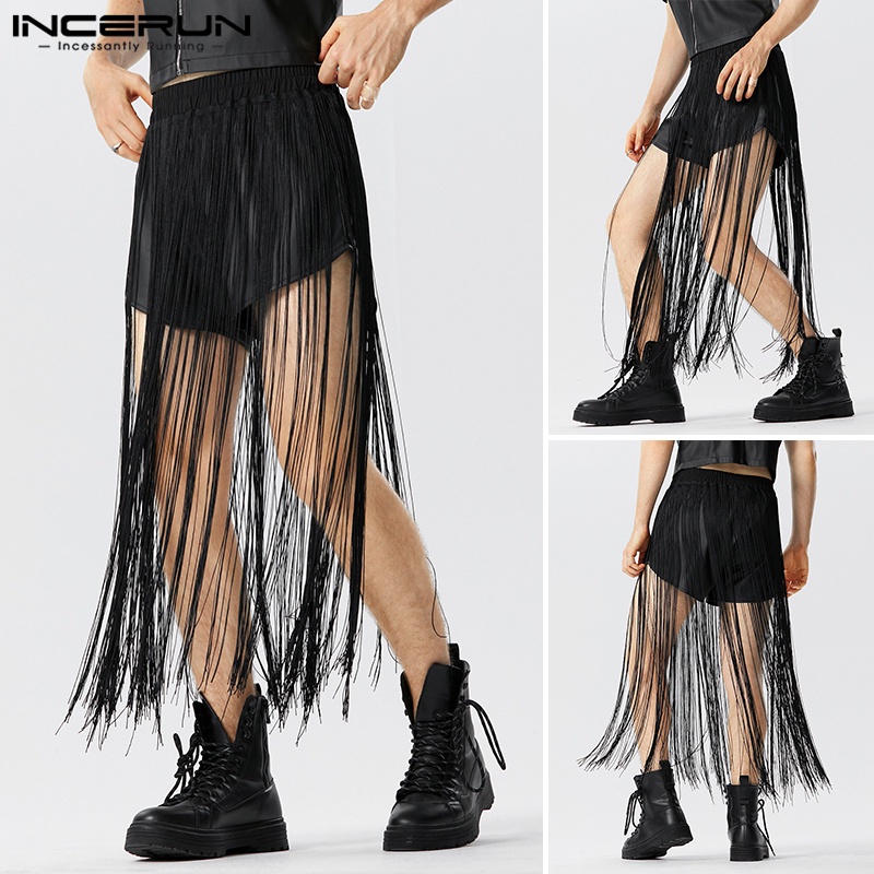 Incerun Chân Váy Maxi Tua Rua Peplum Đường Phố Vintage Cho Nam