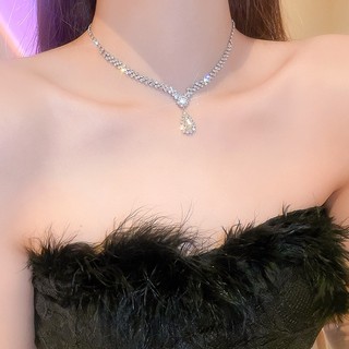 Vòng cổ đính đá hình giọt nước thời trang âu Mỹ cao cấp sang trọng cho nữ（chỉ vòng cổ）