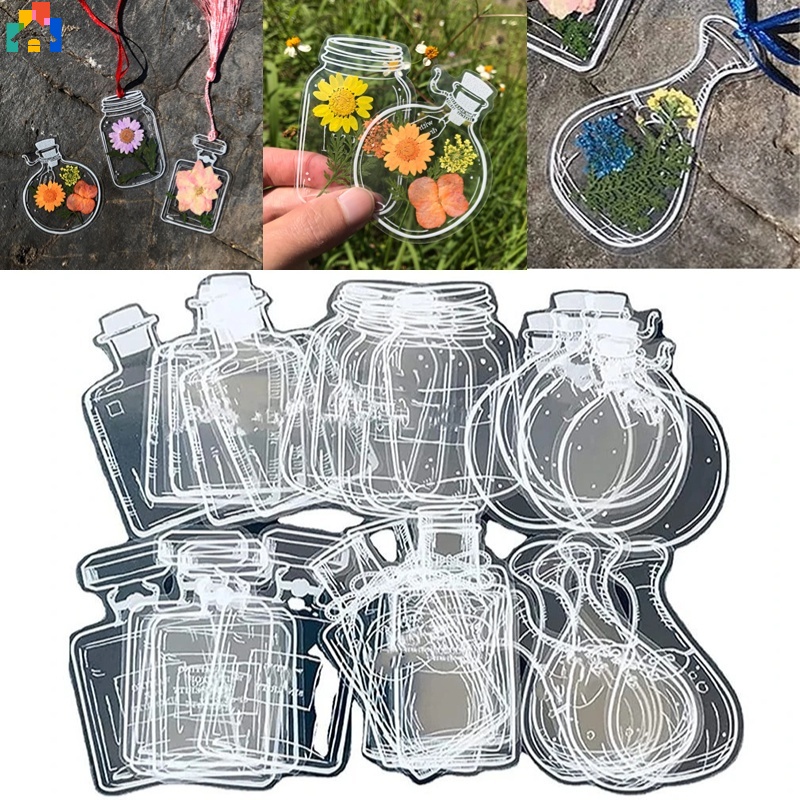 Set 20 Kẹp Đánh Dấu Trang Sách Trong Suốt Họa Tiết Hoa Khô Thủ Công DIY