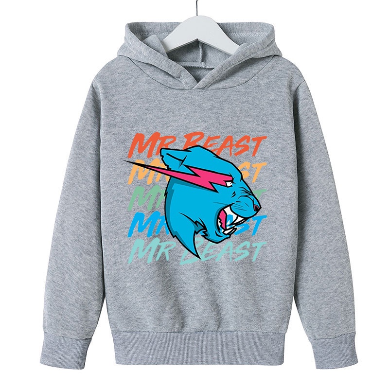 Áo Hoodie Tay Dài In Hình Mr Beast Dễ Thương Cho Bé 3-15 Tuổi