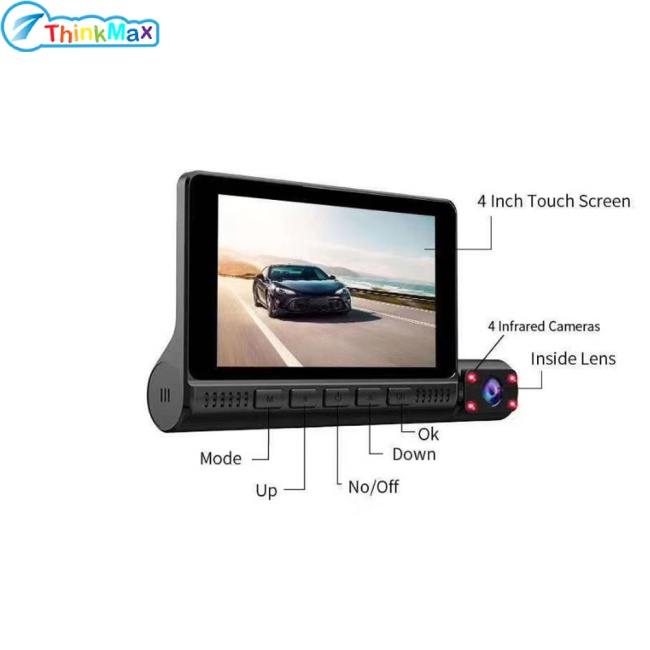 Camera Hành Trình Màn Hình Cảm Ứng Hồng Ngoại 4 Inch Hd 1080p 3-lens Cho Xe Hơi