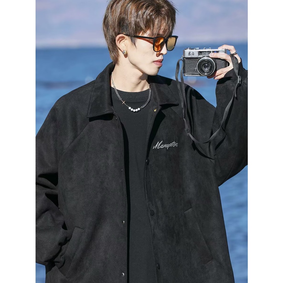 Áo Khoác Da Lộn Dáng Rộng Thời Trang Retro Đường Phố Cá Tính Cho Nam