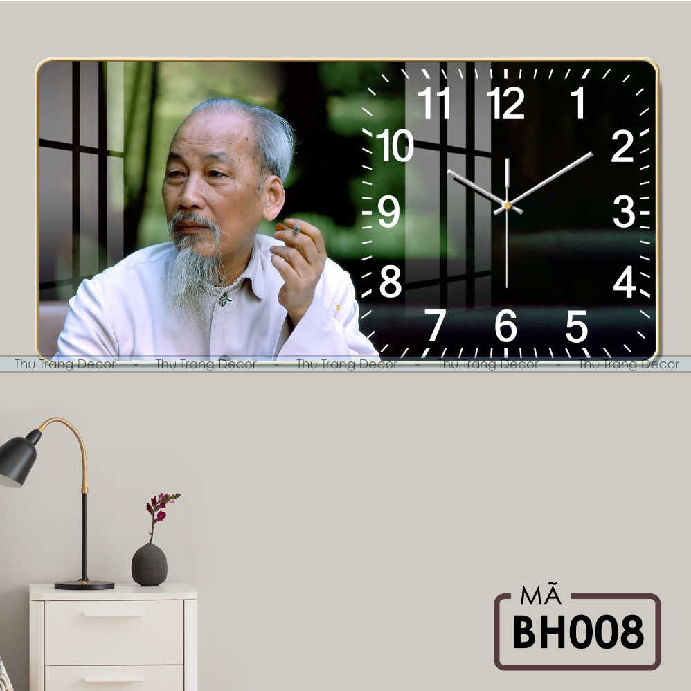 Đồng Hồ Tráng Gương Treo Tường "BÁC HỒ" In UV 5D Cao Cấp