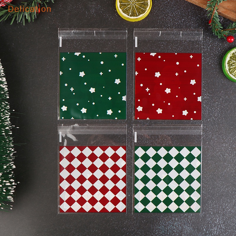 100 Túi đóng gói ELEBUY tự dính bằng nhựa đựng bánh quy kẹo quà tặng cho bữa tiệc Giáng sinh năm mới