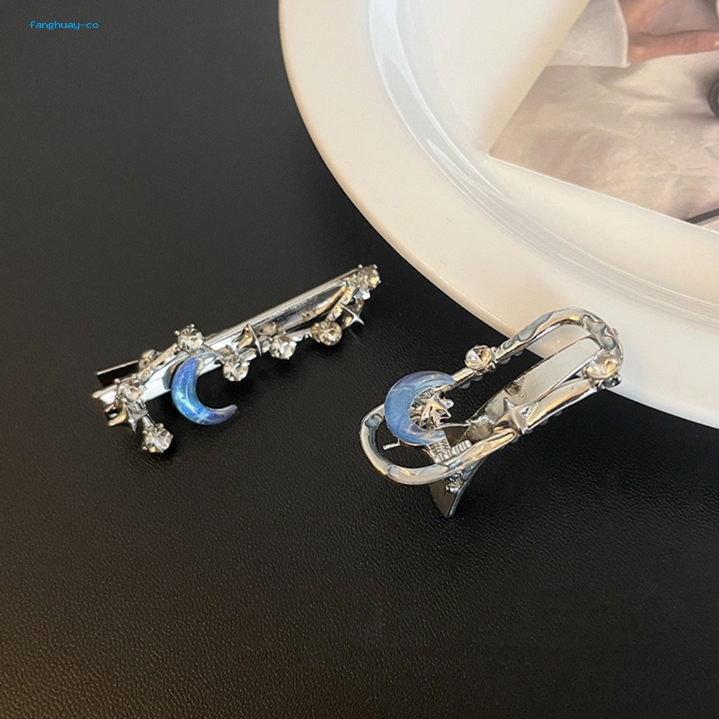 Fanghuay Bangs Kẹp Tóc Mái Hình Học Mặt Trăng Ngôi Sao Lấp Lánh Đa Năng Sành Điệu Cho Nữ