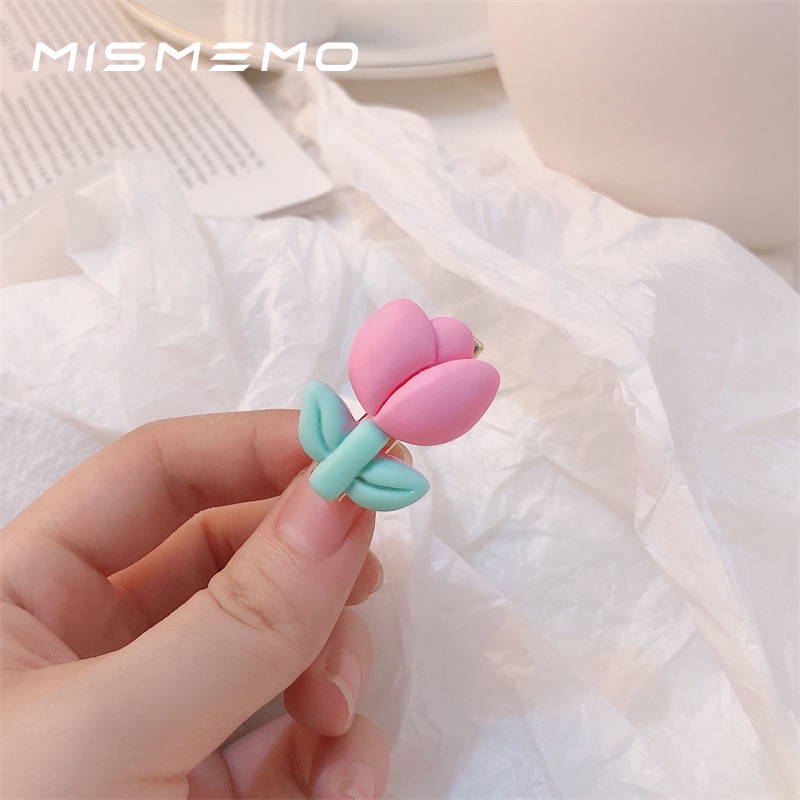 Kẹp Tóc Mái Mặt Nhám Hình Hoa Tulip Màu Sắc Ngọt Ngào Cho Nữ