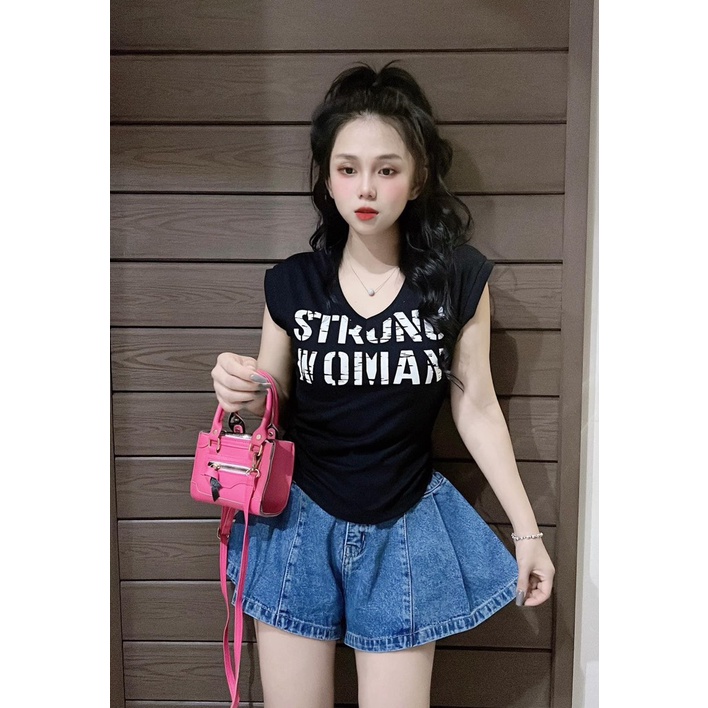 Áo Thun Nữ Cổ Tim Nhún Eo Vạt Bầu