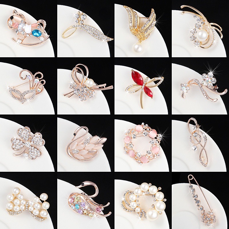 Trâm Cài Áo Hình Nơ Đính Đá Bằng Hợp Kim Cao Cấp Thời Trang Hàn Quốc