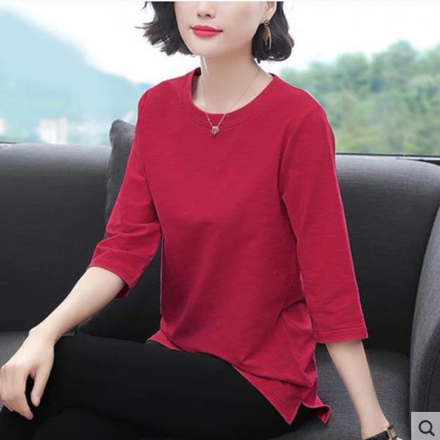 Áo Thun Tay Dài Mùa Thu / Size Lớn Phong Cách Mới / Mặc Cho Phụ Nữ Trung Niên / Dáng Rộng / Dài Tay