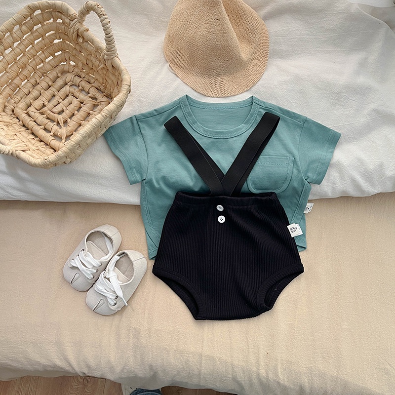 Quần Yếm Ngắn Màu Đen Thoải Mái Dễ Phối Đồ Thời Trang Mùa Hè Cho Bé Trai Và Gái