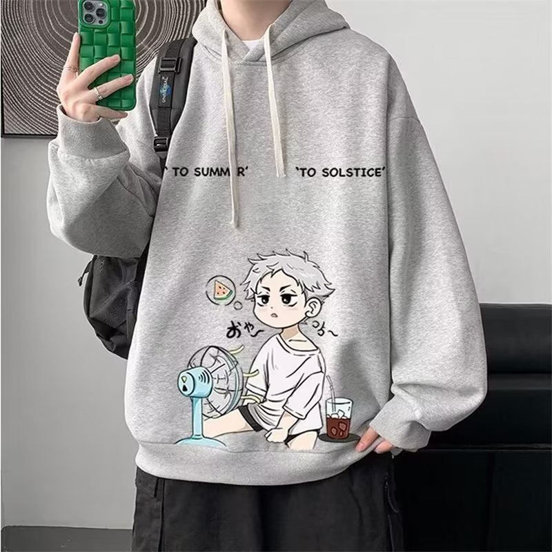 Áo Hoodie Tay Dài Dáng Rộng In Họa Tiết Hoạt Hình Phong Cách Nhật Bản Thời Trang Cho Nam Và Nữ Size M-5XL