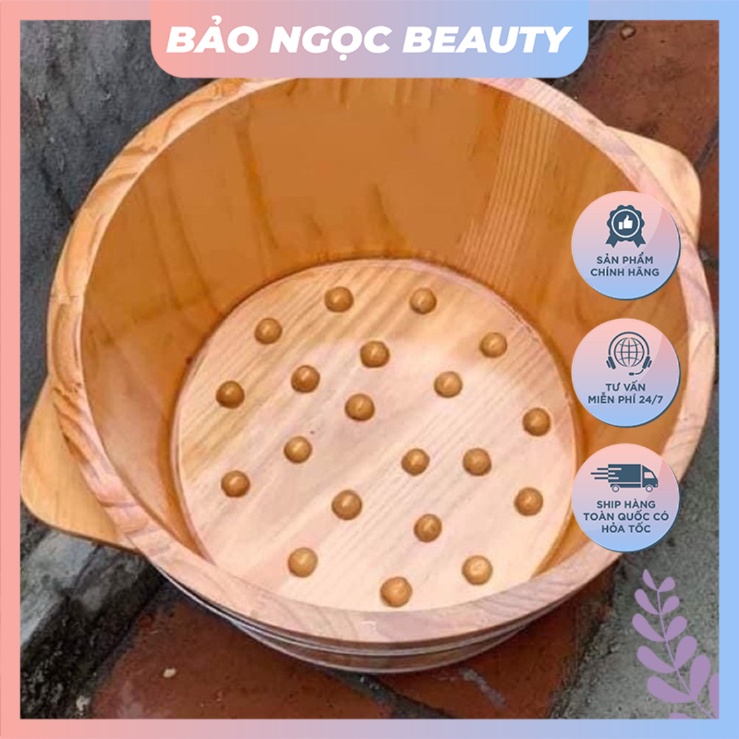 Chậu gỗ ngâm chân bằng gỗ thông kích thước 37x31x23cm
