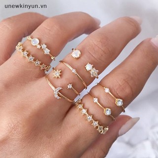 Set 9 nhẫn đính đá phong cách boho thời trang cho nữ
