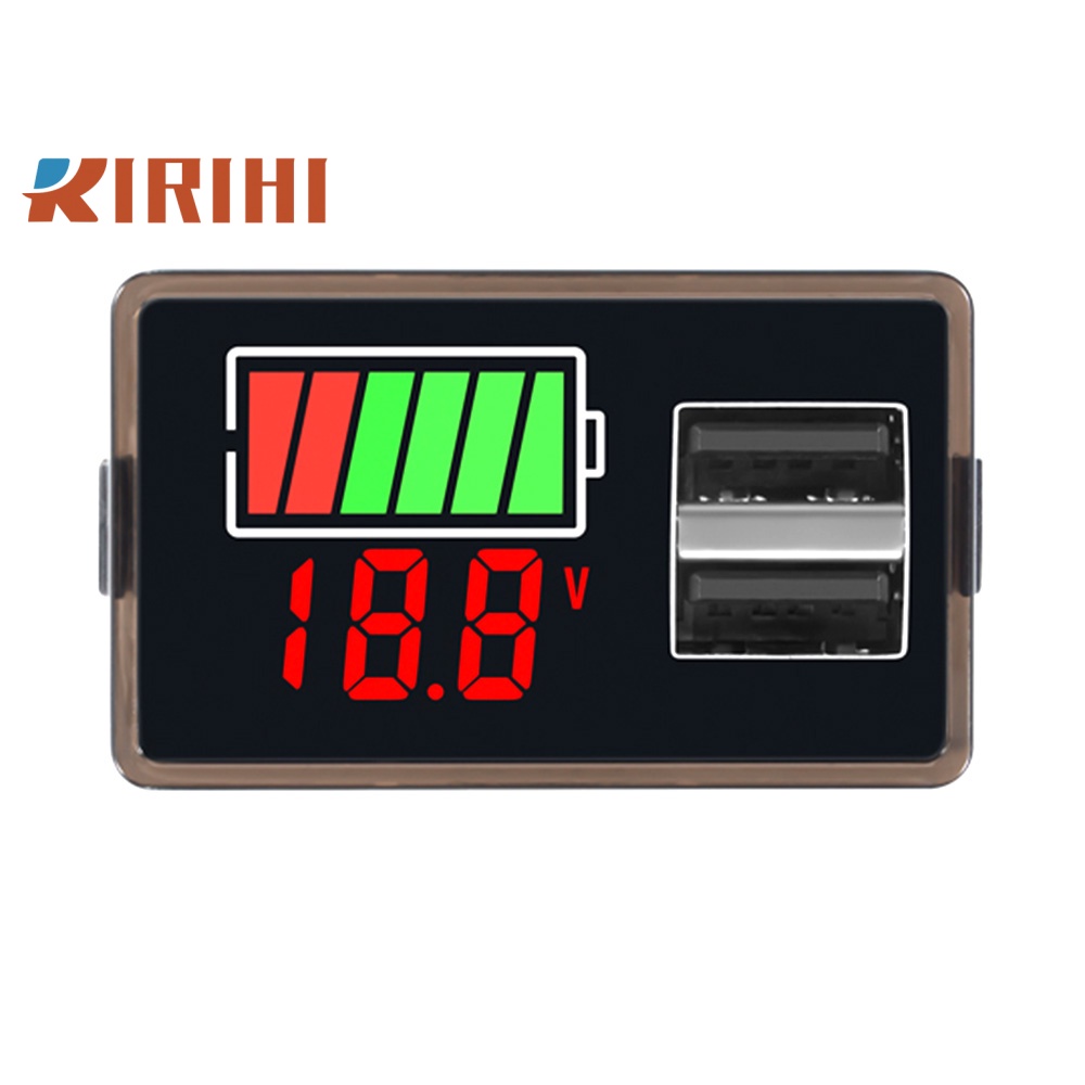 RIRIHI Vôn Kế Kỹ Thuật Số DC8-30V Màn Hình LED Và USB Cho Tấm Pin Năng Lượng Mặt Trời