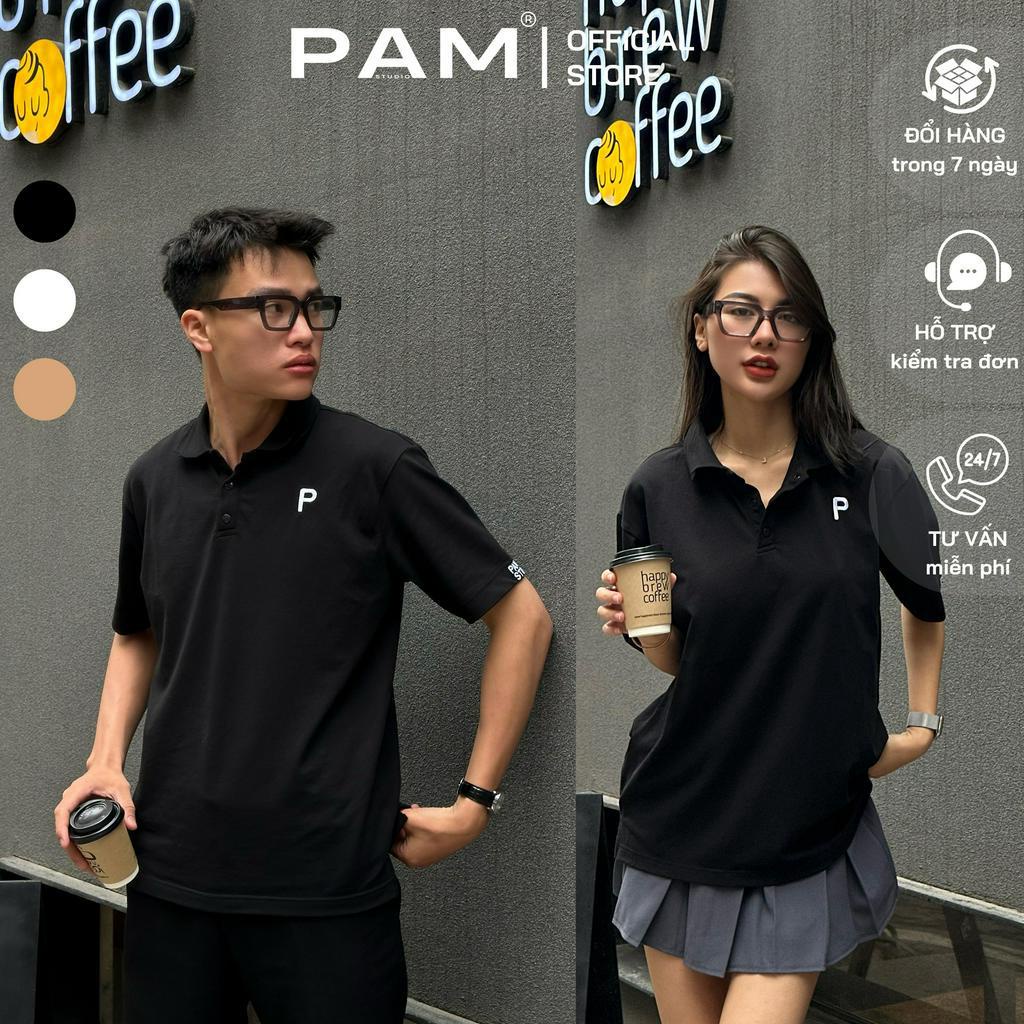 L11 - Áo Polo Cotton Cá Sấu 260gsm PAMSTUDIO , Áo Polo Thêu Chữ Unisex