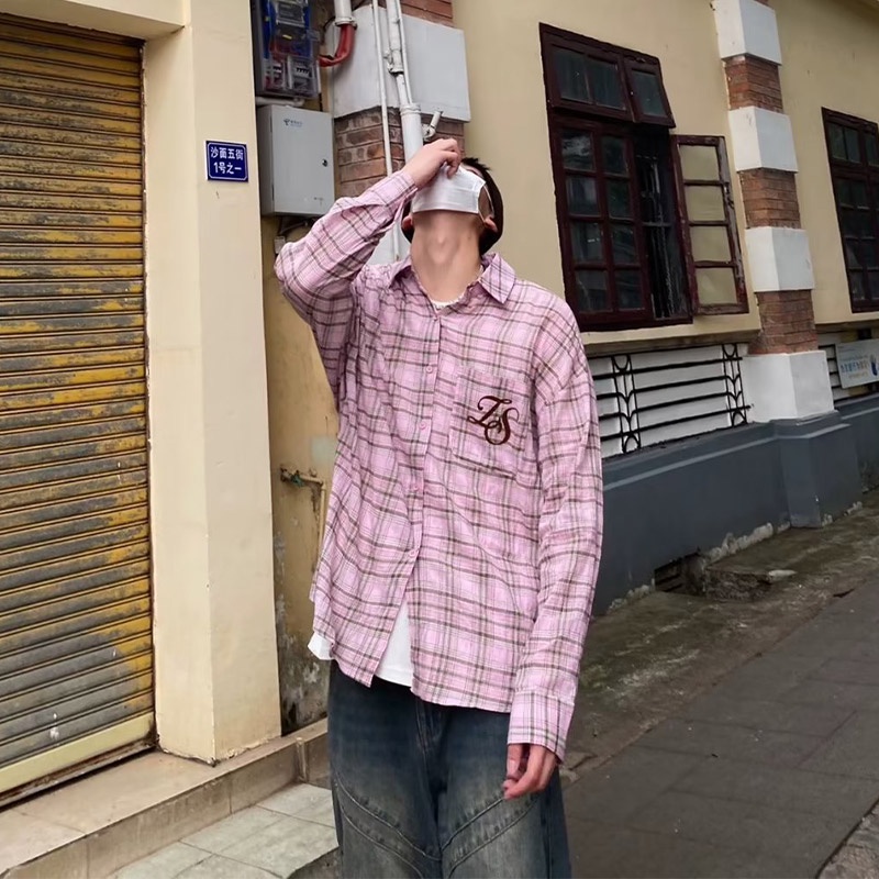 Áo Sơ Mi Nam Ca Rô Dài Tay Cổ Bẻ Thời Trang