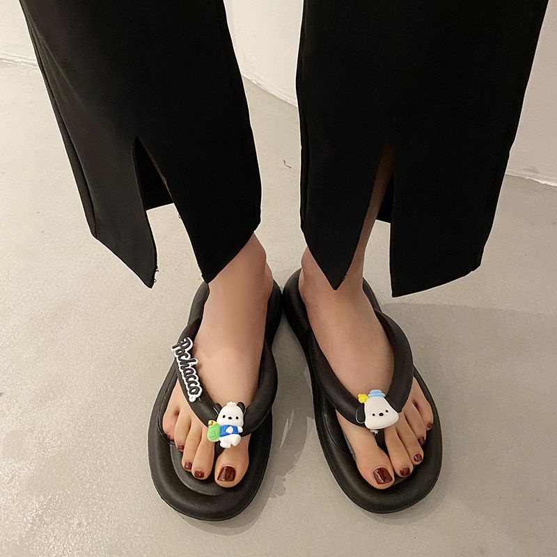 Flip-flops nữ, dép hoạt hình dễ thương, dép non-slip mềm cho phòng tắm tại nhà, dép đi biển ngoài trời