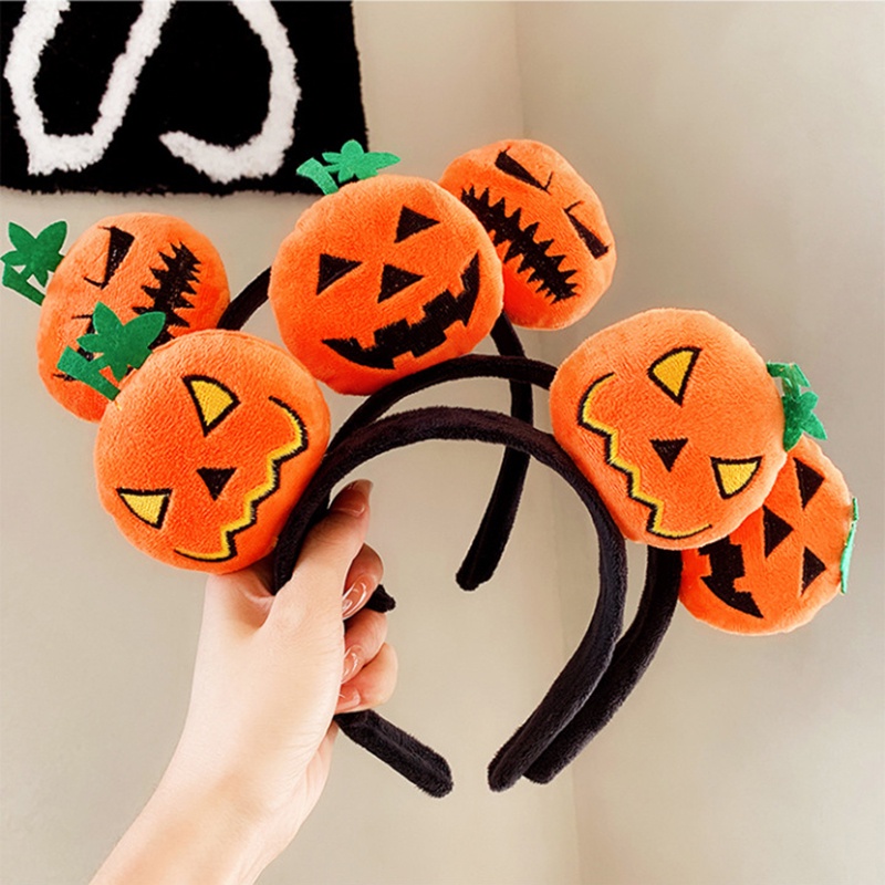 Băng Đô Cài Tóc Rửa Mặt Bằng Lông Nhung Họa Tiết Bí Ngô Halloween Dễ Thương Vui Nhộn Cho Bé Gái