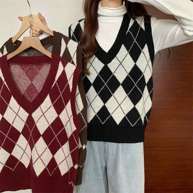 Áo GILE len họa tiết quả trám 3 màu