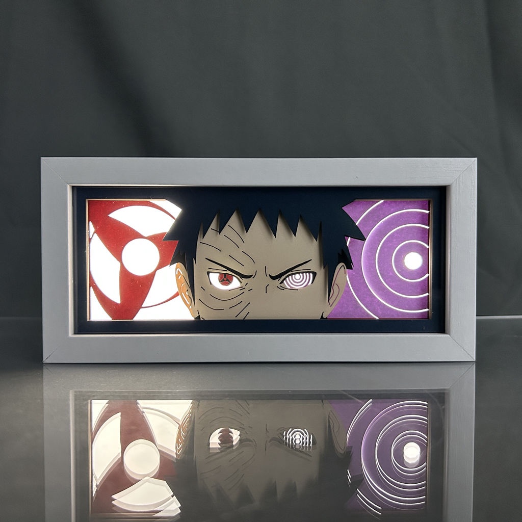 Naruto đèn khắc giấy anime hình uchiha sasuke hatake kakashi cắt giấy khung đèn ngủ trang trí máy tính để bàn quà tặng đồ chơi