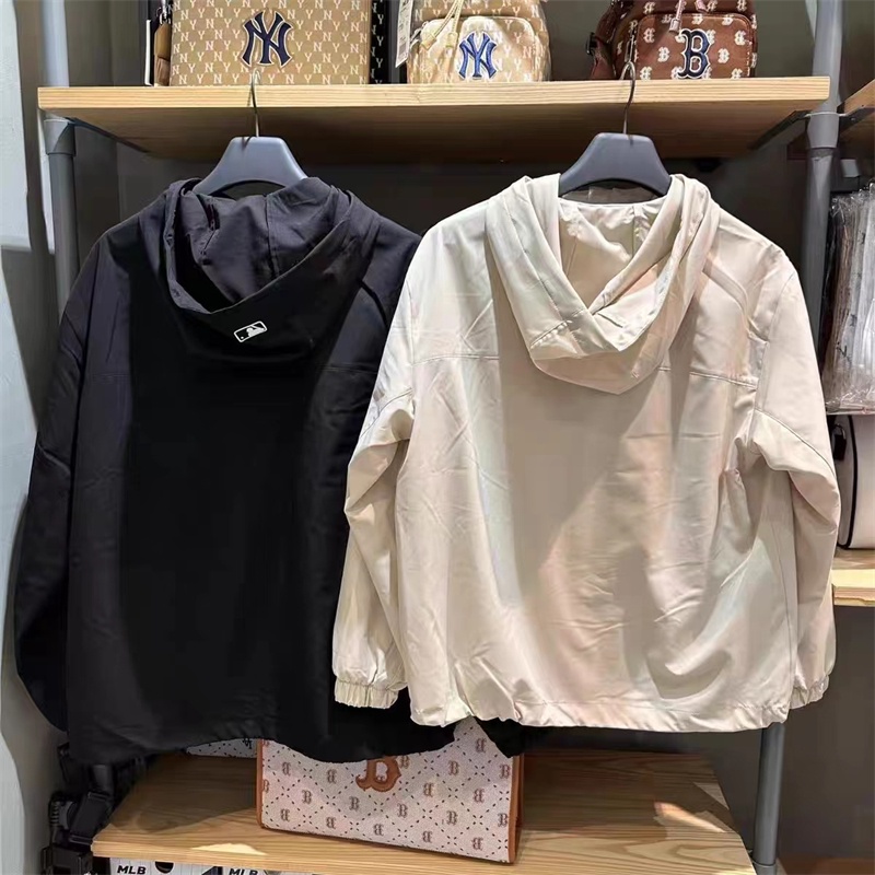 Áo Khoác Gió Thêu logo mlb ny 100% Chính Hãng Có Khóa Kéo Thời Trang Cho Nam Và Nữ