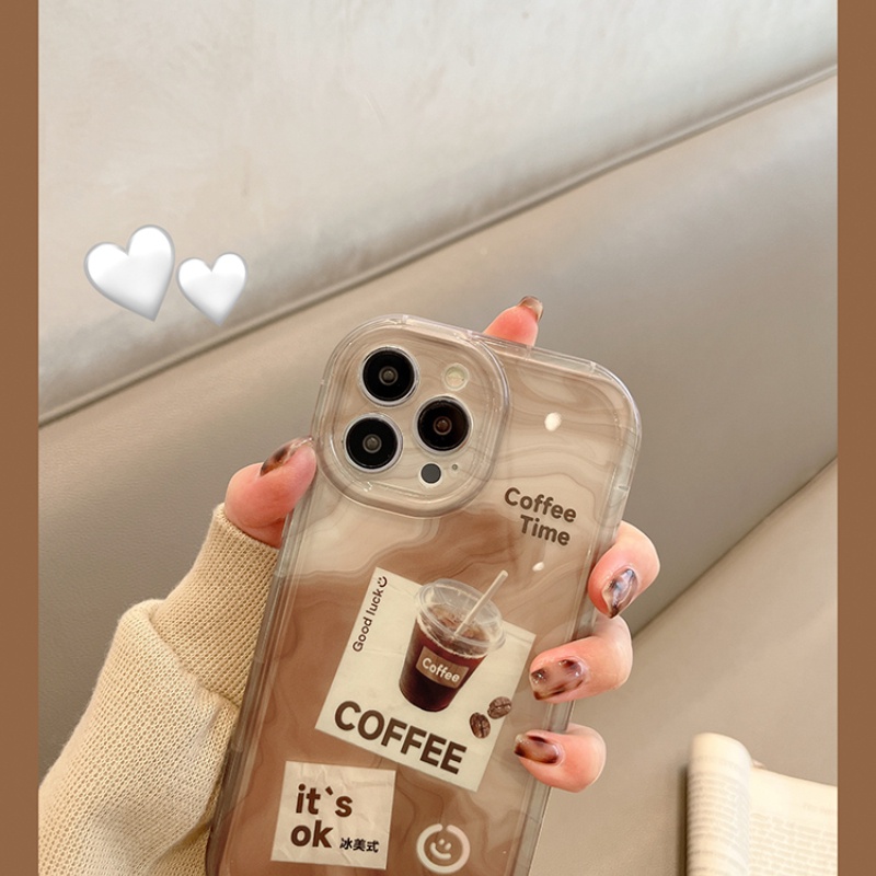 Thích hợp cho iphone coffee label women's art niche phone case for 7 7plus 8 8plus xs xr 11 12 13 14 pro plus promax silicone trong suốt