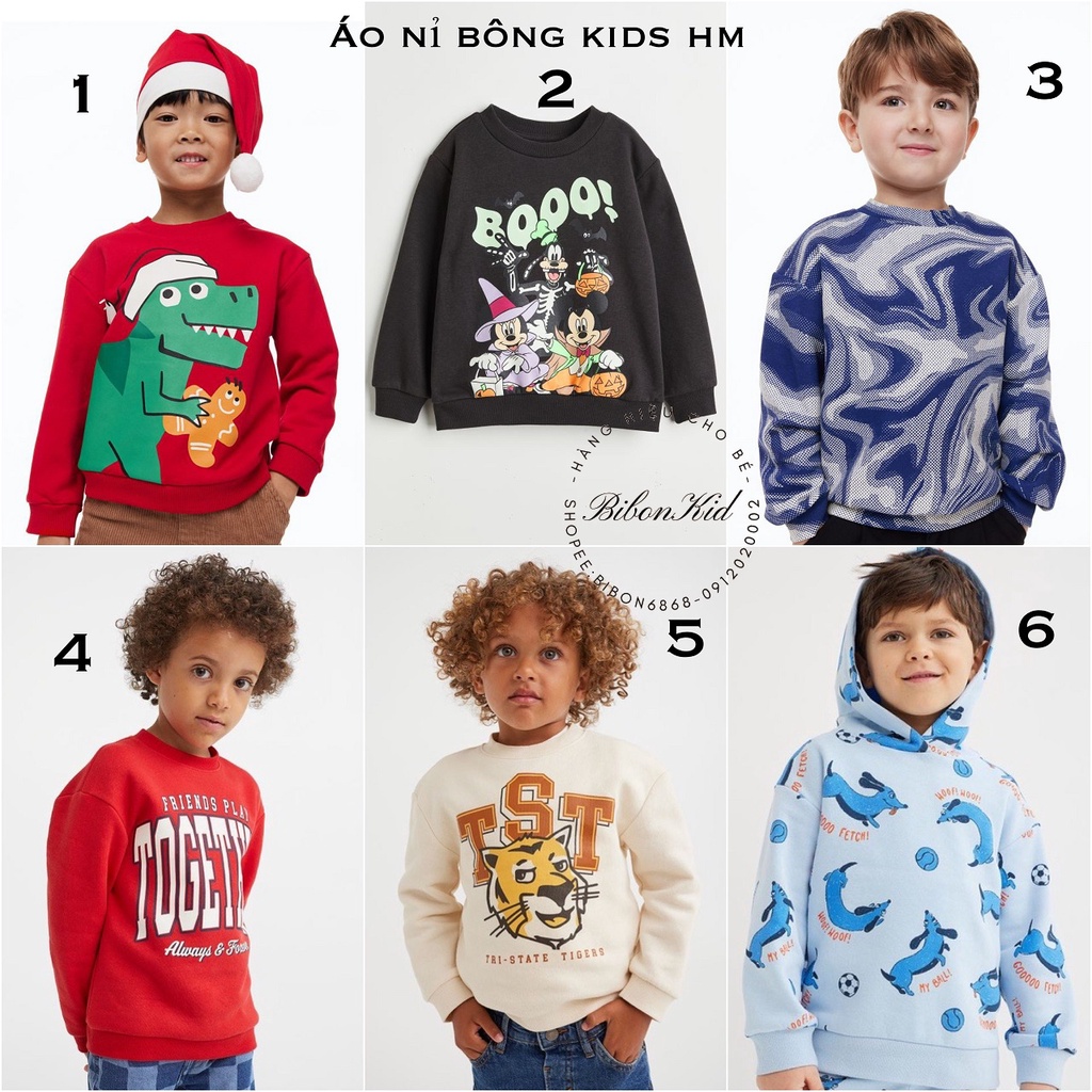 Áo nỉ bông kids HM US/ ES từ 1.5-2y đến 8-10y