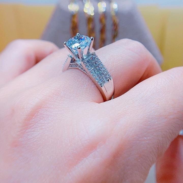 Phụ kiện Nhẫn nữ đay 4hàng tấm viên chủ 8li cz xi kim N059