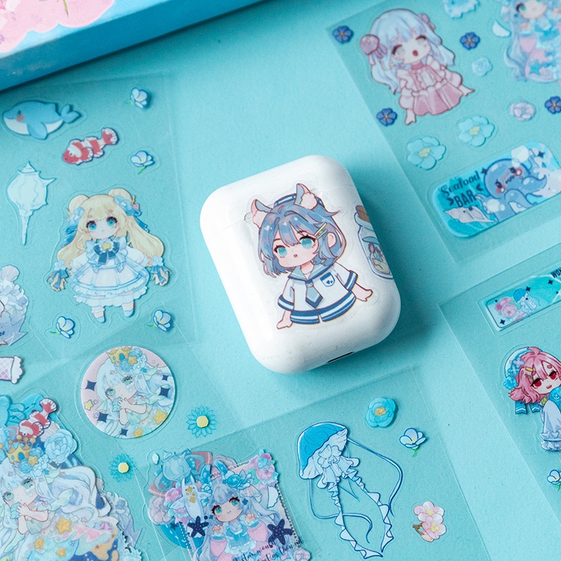 200 cái sáng tạo phim hoạt hình dễ thương nhãn dán pet không thấm nước sổ cái nhãn dán hộp cô gái trái tim nhật ký trang trí gói vật liệu hộp quà