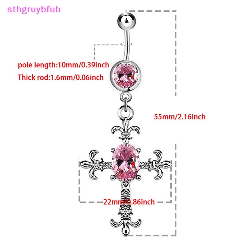 Sthb thép không gỉ cross dangle nút thắt lưng vòng thời trang punk mát rốn móng tay cho phụ nữ pha lê rhinestone trang sức cơ thể vn