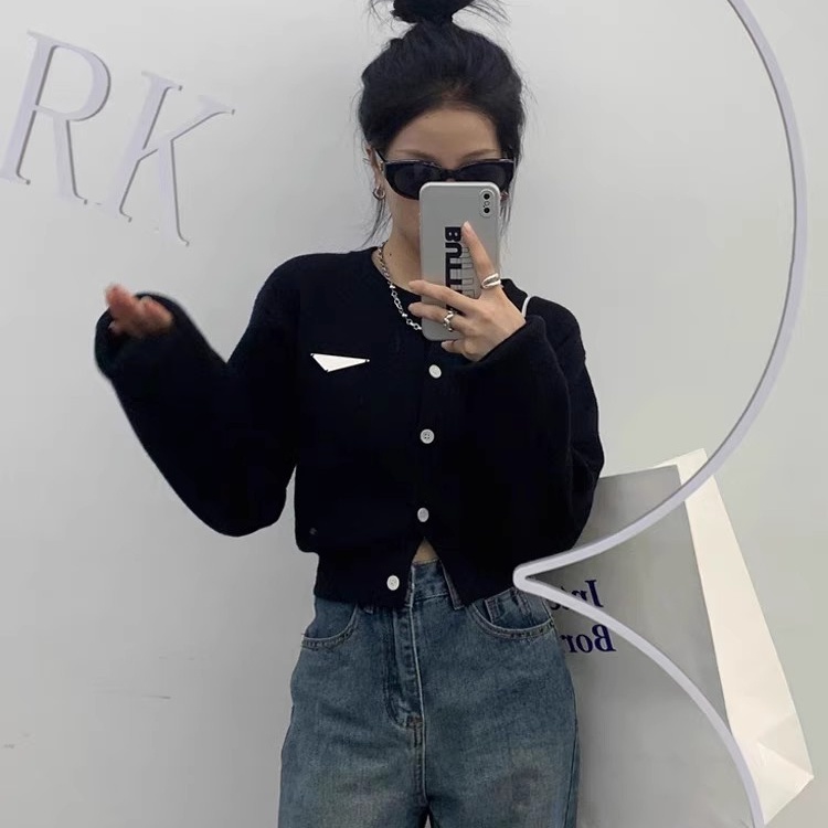 Usd ✿ Thời trang dệt kim cardigan áo len màu rắn dài tay áo ngắn phụ nữ hàng đầu