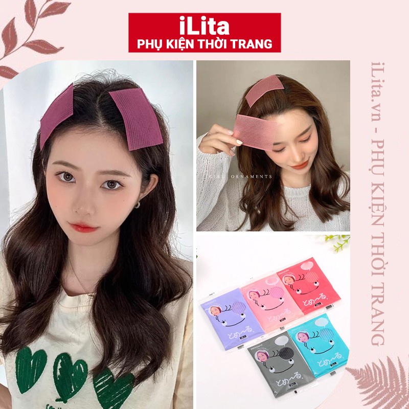 Miếng dán giữ cài tóc mái Hàn Quốc iLita khi kẹp tóc rửa mặt, makeup, trang điểm (Combo 2 miếng)