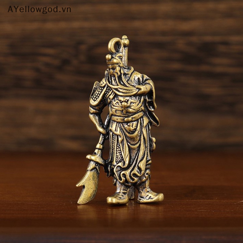 Ayellowgod solid pure copper guan gong car keychain mặt dây chuyền túi hành lý treo phụ kiện trang sức bằng đồng thau chuỗi chìa khóa quà tặng vn