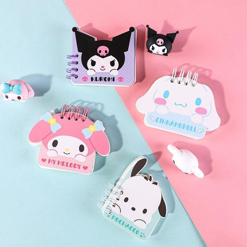Kawaii dễ thương sanrio mini memo note book phim hoạt hình notepad di động kuromi mymelody cinnamoroll coil book sách dòng ngang trang màu món quà giáng sinh cho trẻ em