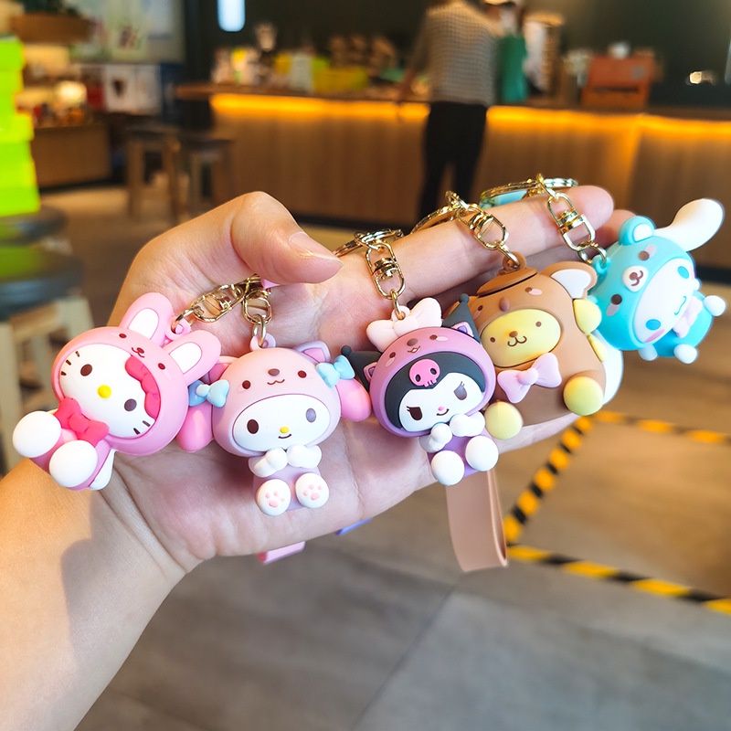 Mặt dây chuyền hoạt hình dễ thương sanrio kuromi keychain doll chain couple gift đồ trang trí xe hơi mặt dây chuyền cặp đôi