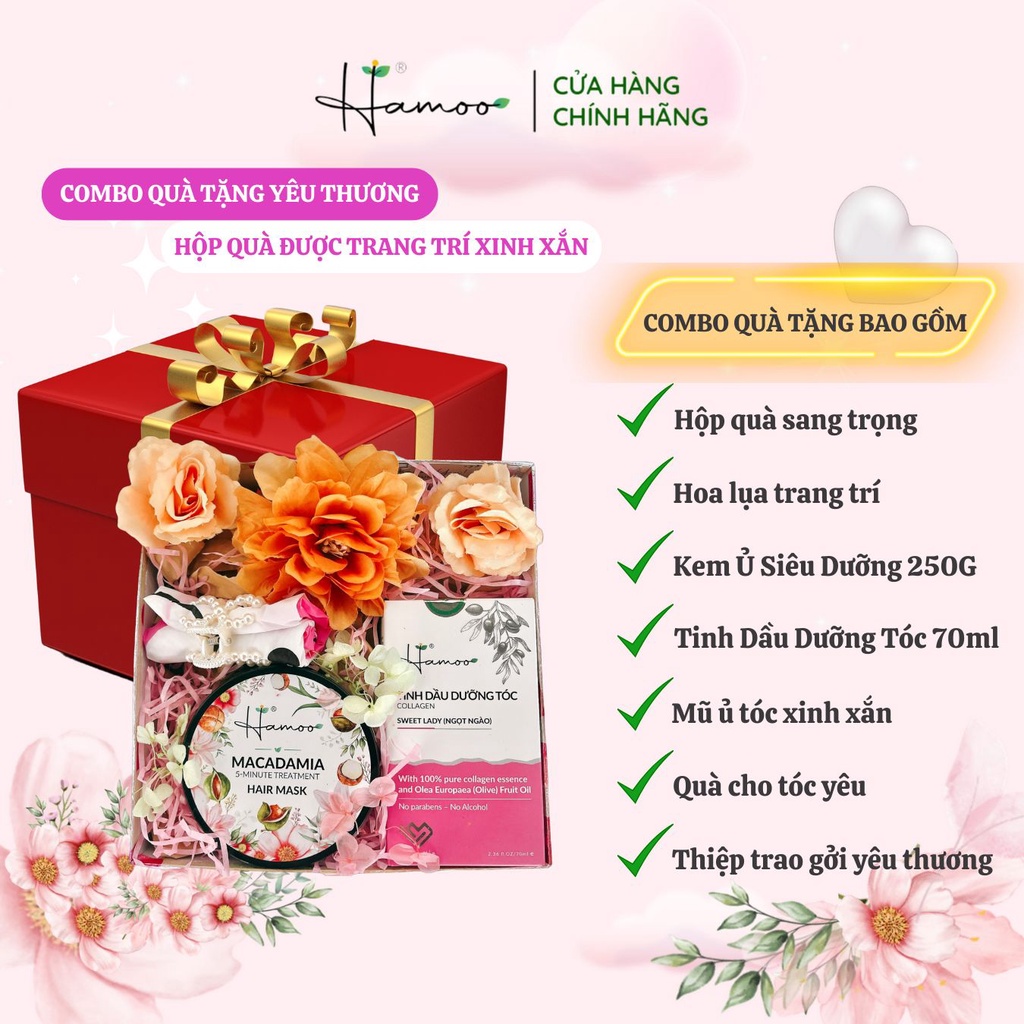 Ủ Tóc Phục Hồi HAMOO, Combo Kem Ủ Tóc Và Tinh Dầu Dưỡng Tóc Chăm Sóc Tóc Toàn Diện Được Trang Trí Xinh Xắn Làm Quà Tặng