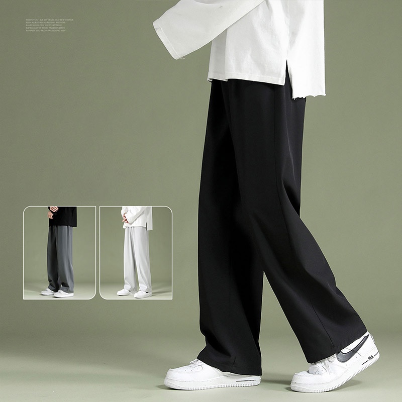 Aokang nam giới bộ quần áo đơn giản phần mỏng thẳng rộng phiên bản hàn quốc màu đồng nhất quần âu ống rộng