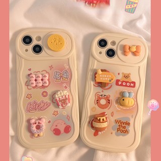 Iphone dễ thương lập thể little cartoon winnie bear push-pull frame phone case for 7 7 plus 8 8plus xs xr 11 12 13 14 pro plus promax silicone