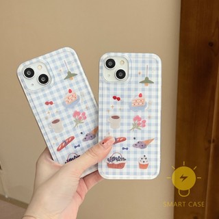 Case For iPhone 14 Pro Max [Grids Sweet Cake Simple] Phone Case For iPhone 14 Pro Max Plus 13 12 11 Aesthetic Ins Newest Fashion Korean Style Retro Classic Cute Cartoon Couple Shockproof Protective TPU Cover Shell