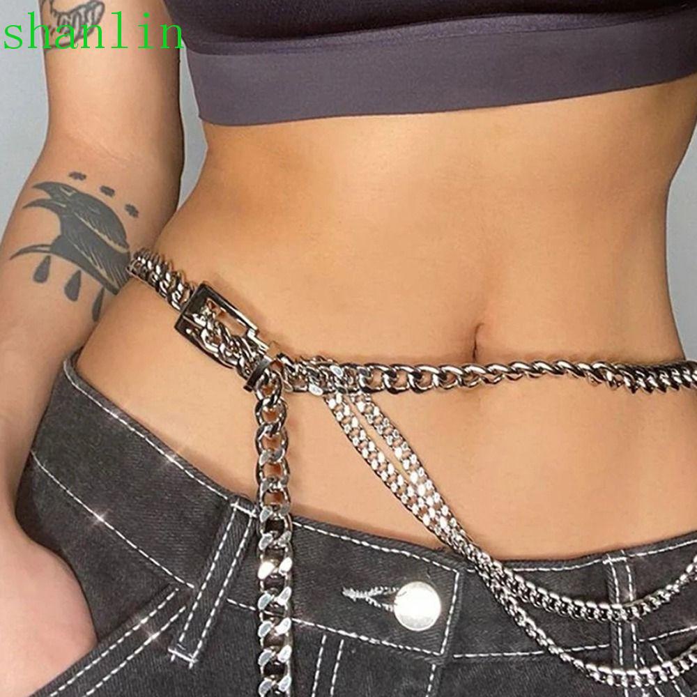 Dây đai thắt lưng shanlin, tua dây xích kim loại, tiệc trang trí quần jean y2k phong cách hàn quốc punk