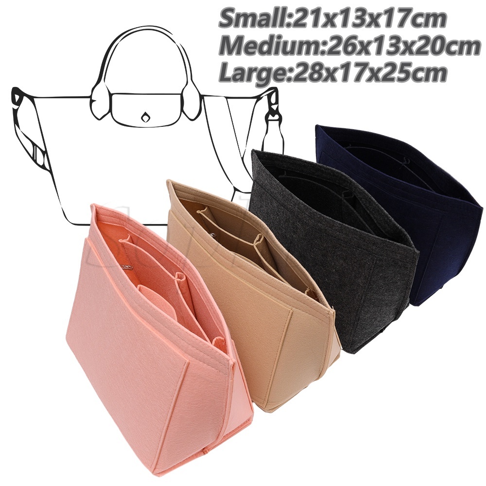 Multi-pocket longchamp bag liner bag portable travel purse organizer túi vải nỉ chèn cho phụ nữ túi xách mỹ phẩm túi chèn phù hợp với tất cả túi multi-purpose make up storage bag