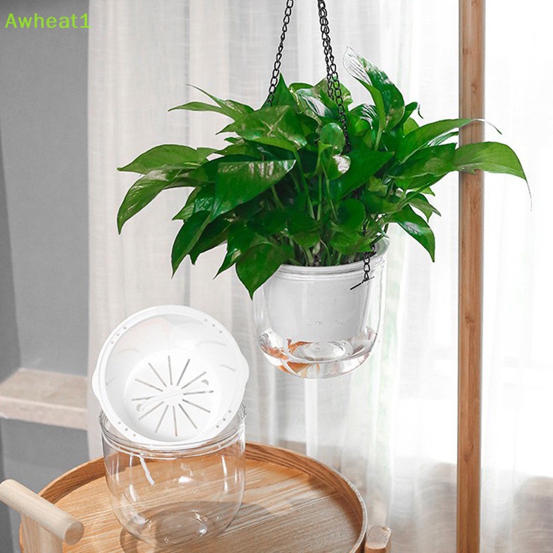 Awheat1 1pc treo lọ hoa tự hút nước dày nhựa lười trồng cây mới
