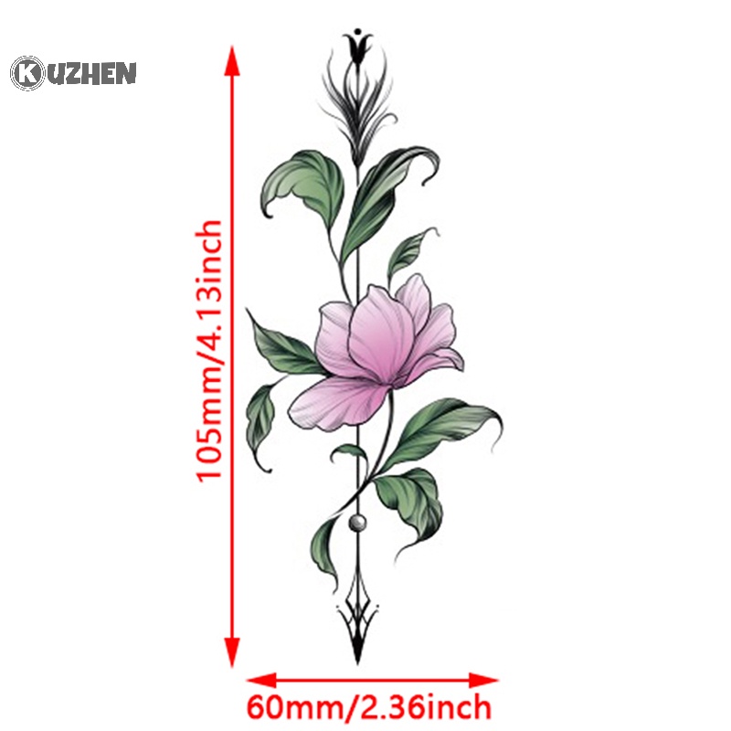 Kuzhen không thấm nước hình xăm tạm thời dán bướm đen hoa hồng chuyển flash tatoo hot