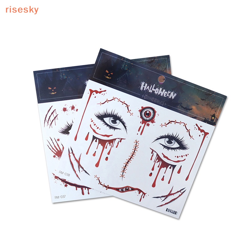 Halloween không thấm nước hình xăm tạm thời dán trang điểm đẫm máu zombie vết sẹo trang trí vết thương kinh dị máu sticker
