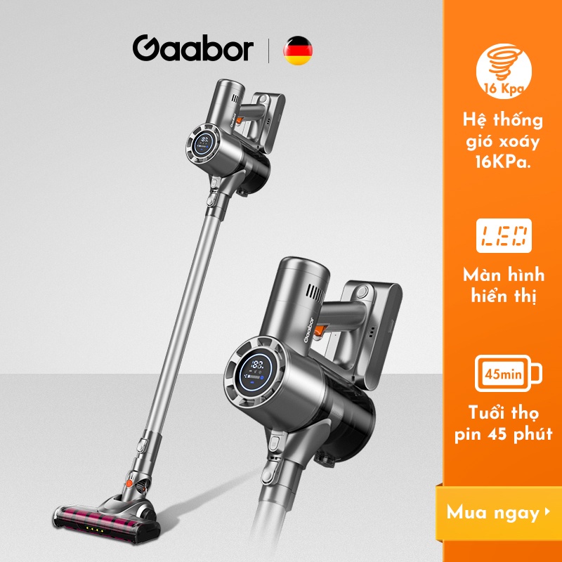 Máy hút bụi không dây GAABOR GVCL-D10A/Pro/Plus/Max lực hút mạnh bền bỉ - Màn hình HD - Hàng chính hãng