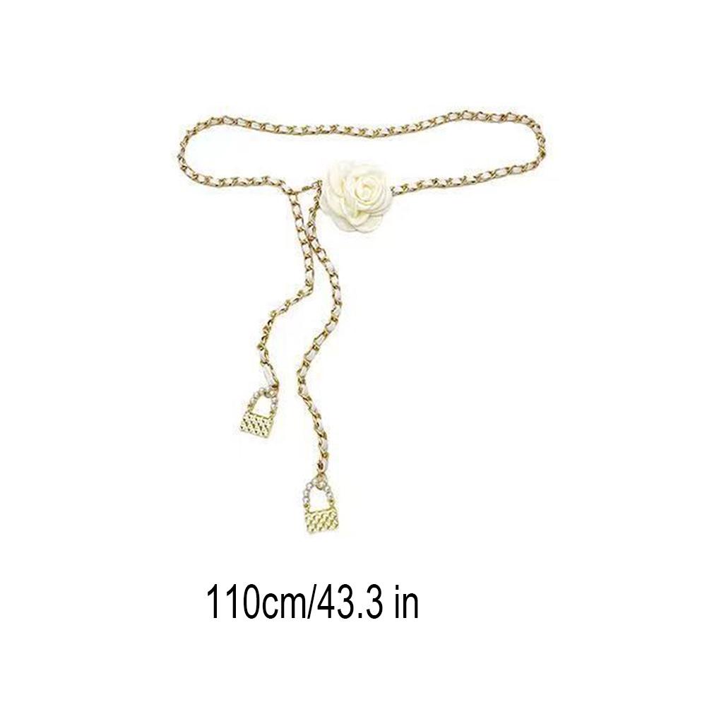 Dây Xích Đeo Hông Bằng Kim Loại Họa Tiết Hoa Trà Trang Trí Đầm y0t4