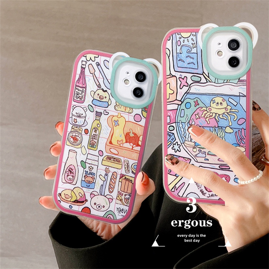 Ốp Điện Thoại Mềm In Hình Gấu Hoạt Hình Dễ Thương Cho IPhone 14 13 12 11 Pro Max SE2020 X XR Xs Max 7 8 6 6s Plus