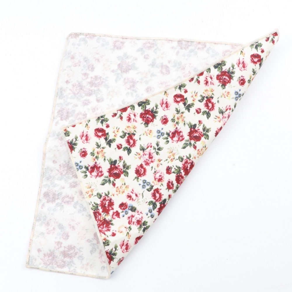 Khăn Tay Cotton Vuông In Họa Tiết Hoa Vintage Cho Nam Nữ