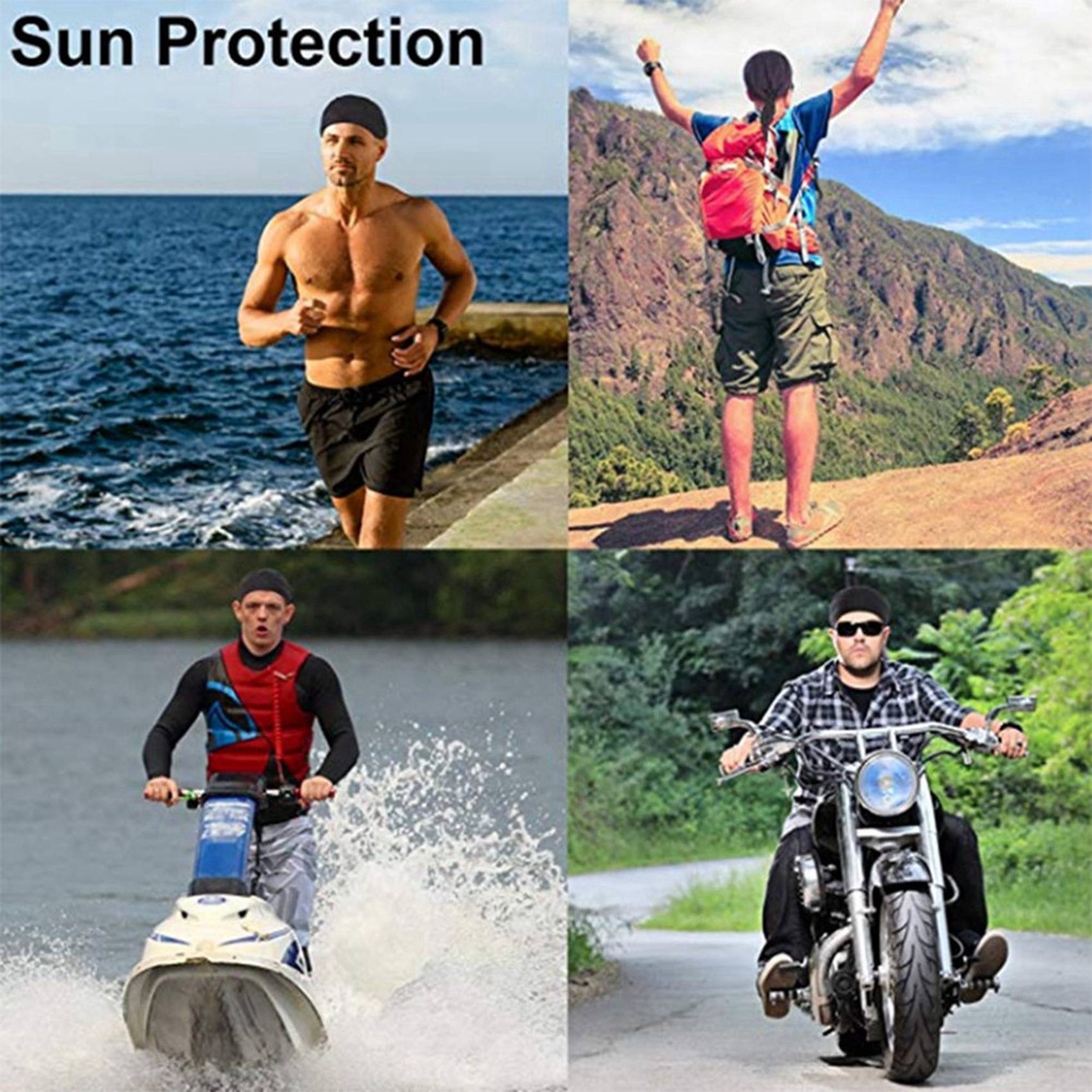 Set 2 Mũ Trùm Đầu Kiêm Khăn Choàng Cổ Bandana Đi Xe Đạp Màu Đen &amp; Đen Thời Trang Mùa Hè Cho Nam